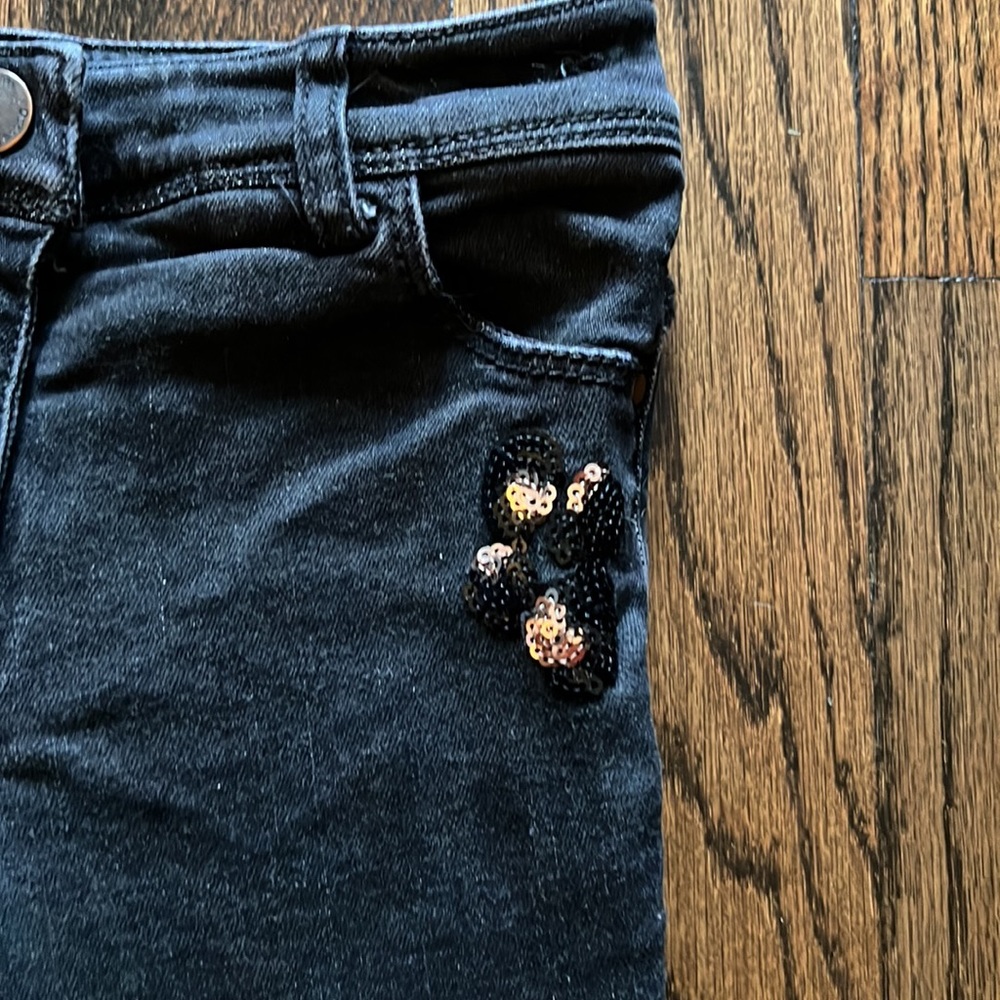 Next UK girls black sequin detail jeans - Picture 3 of 4